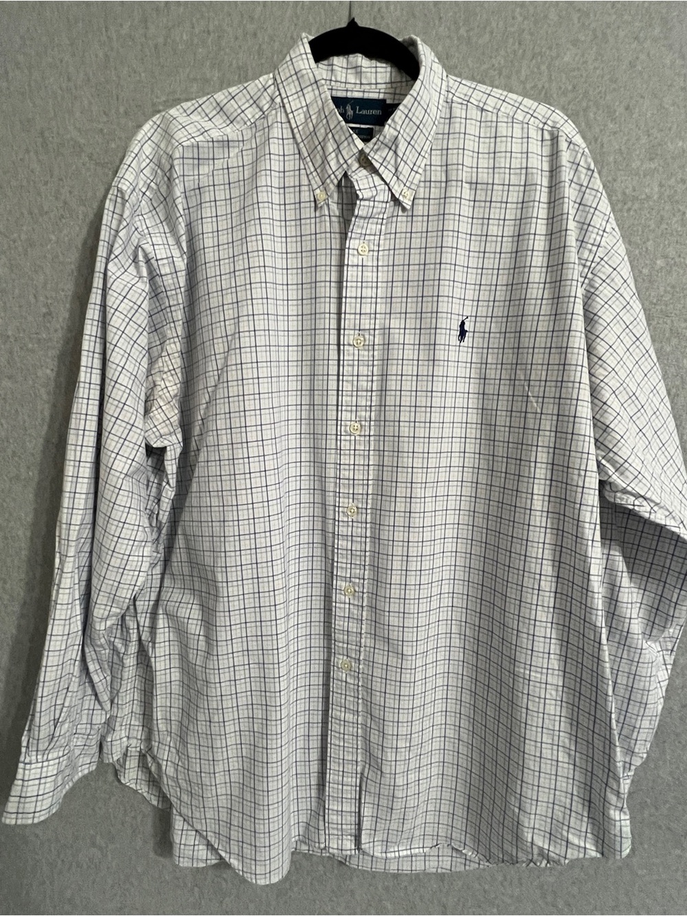 Polo by Ralph Lauren White Shirt with Navy Windowpane Check